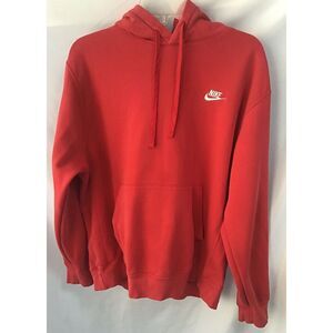 Nike Womens Red Pullover Hoodie Kangaroo Pocket Size Large